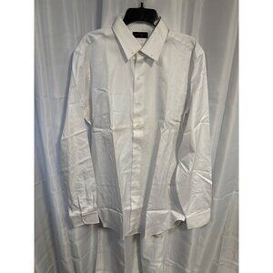 Stitched Shirt Men's Long Sleeve Size 17 White Collared Dress Formal